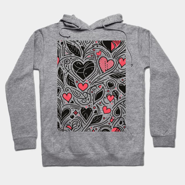 Valentine's Day Pattern Hoodie by ArtFactoryAI